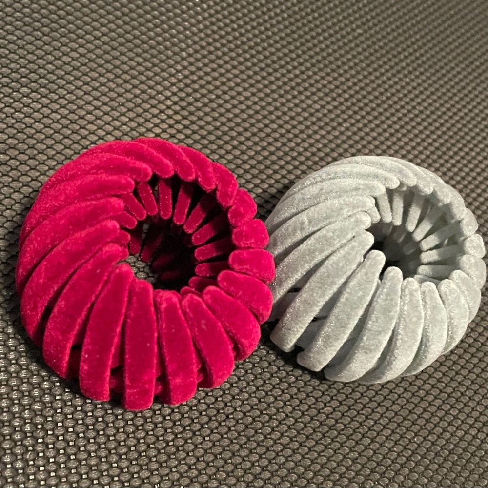 Red and Gray Velvet Hair Ties